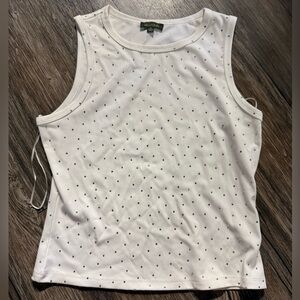NWOT KIWI CLUB Kate Racerback Tank Top‎ white Top rhinestone Womens Medium